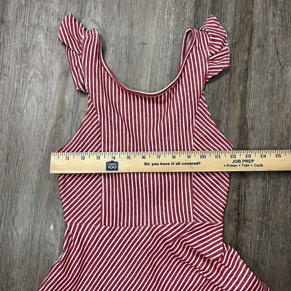 Zara Girls Candy Stripe Dress Size 11-12 Spring Easter Ruffle Sleeve Fit & Flare - Picture 2 of 7